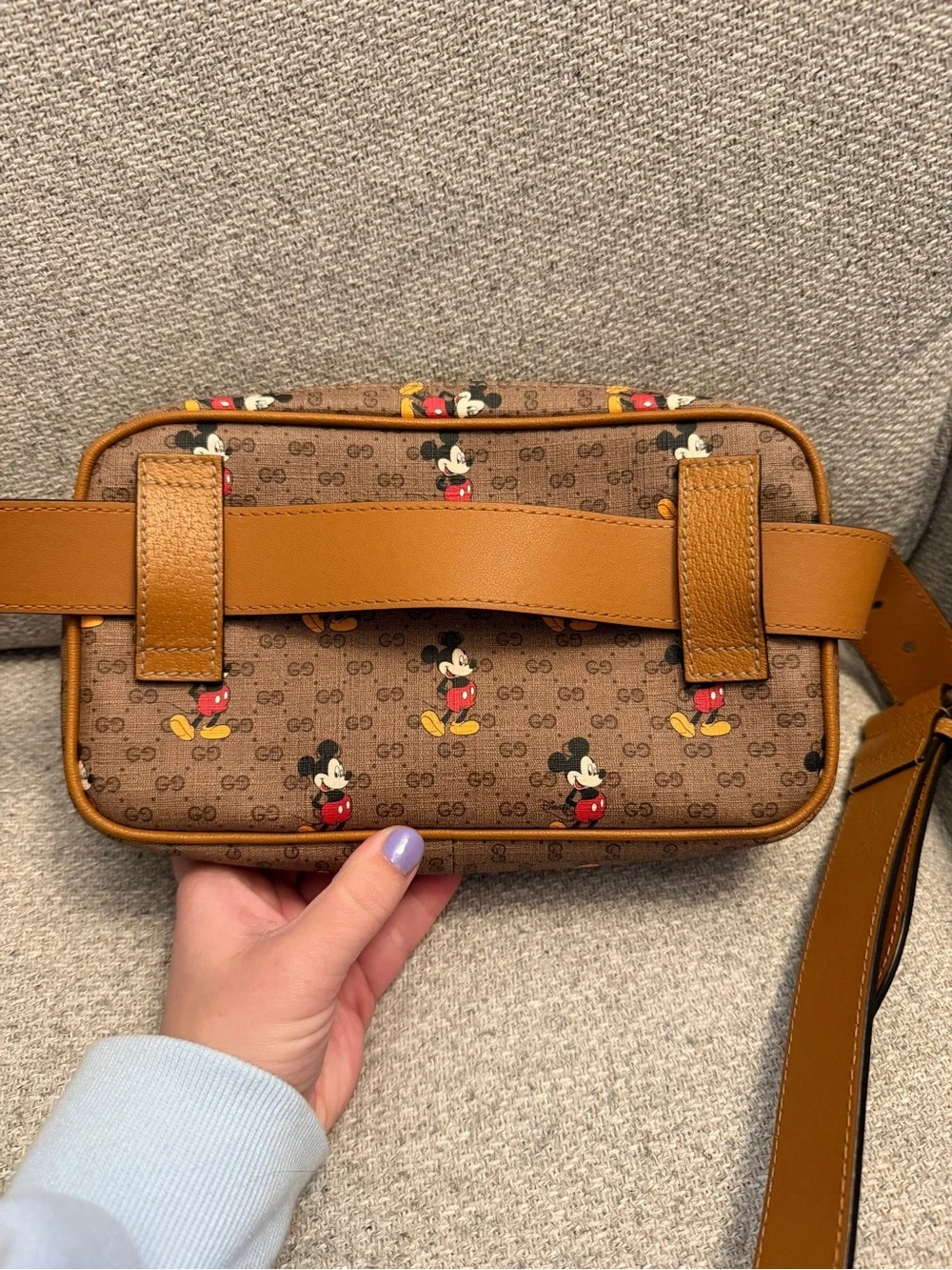Disney x Gucci Brown GG Canvas Mickey Mouse Crossbody with Tan Trim - Picture 4 of 15